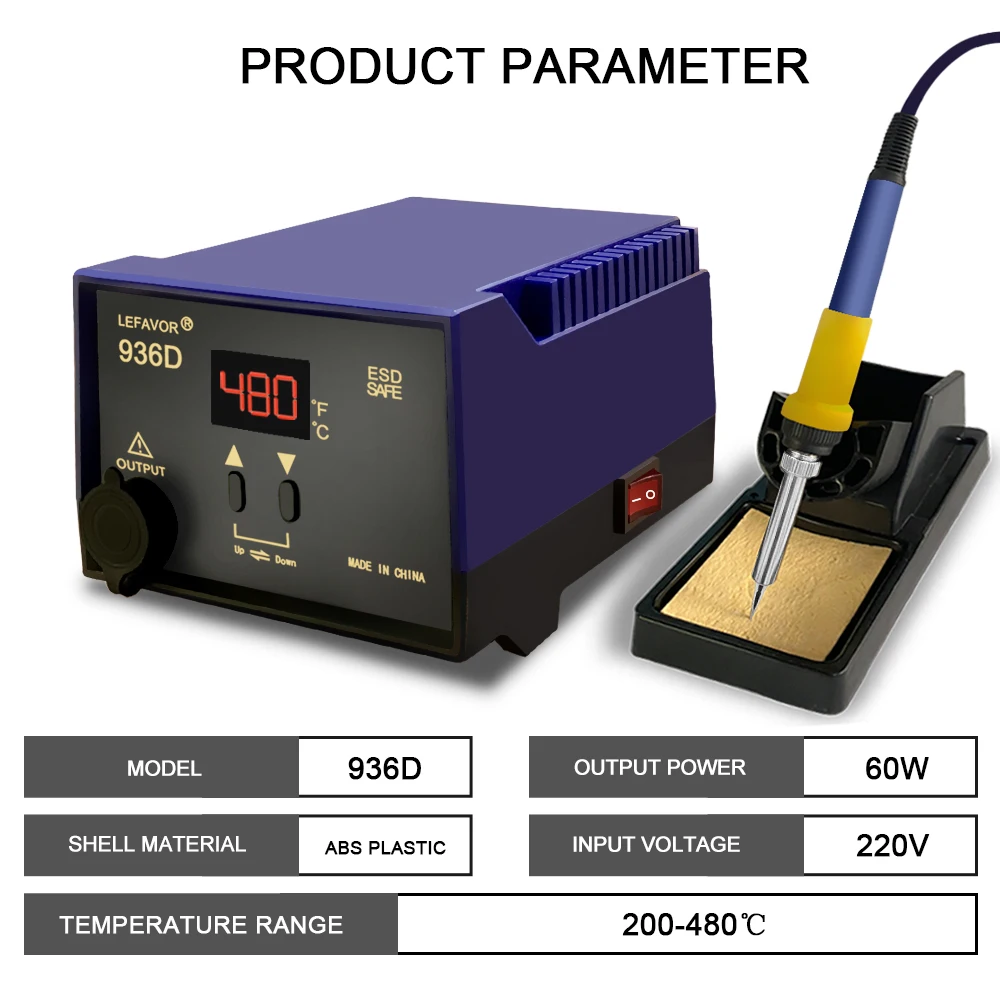 Imagem -03 - Digitas Estações de Solda do Ferro de Solda Ajuste de Temperatura Rápido c f Sono 200480 para Bga Conjunto de Ferramentas de Solda 936d 60w