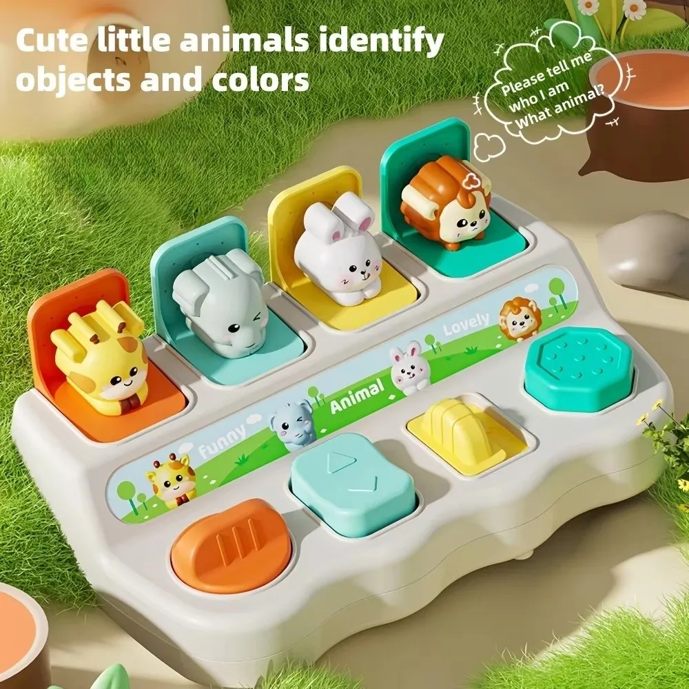 สุ่มสีป๊อปอัพสัตว์ของเล่นการเรียนรู้แบบโต้ตอบเล่นปุ่มสีสันสดใสการฝึกอบรมความรู้ความเข้าใจของเล่นการศึกษาปฐมวัยการศึกษา