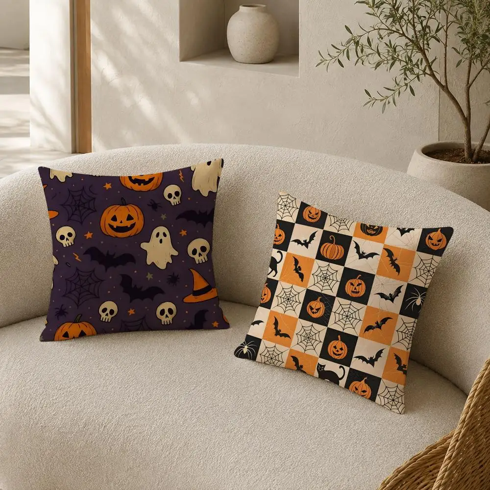 Retro Pumpkin Bat Hot Sale Cushion Cover Pillow Case plush Double-sided Print Square Covers Sofa Home Cushion