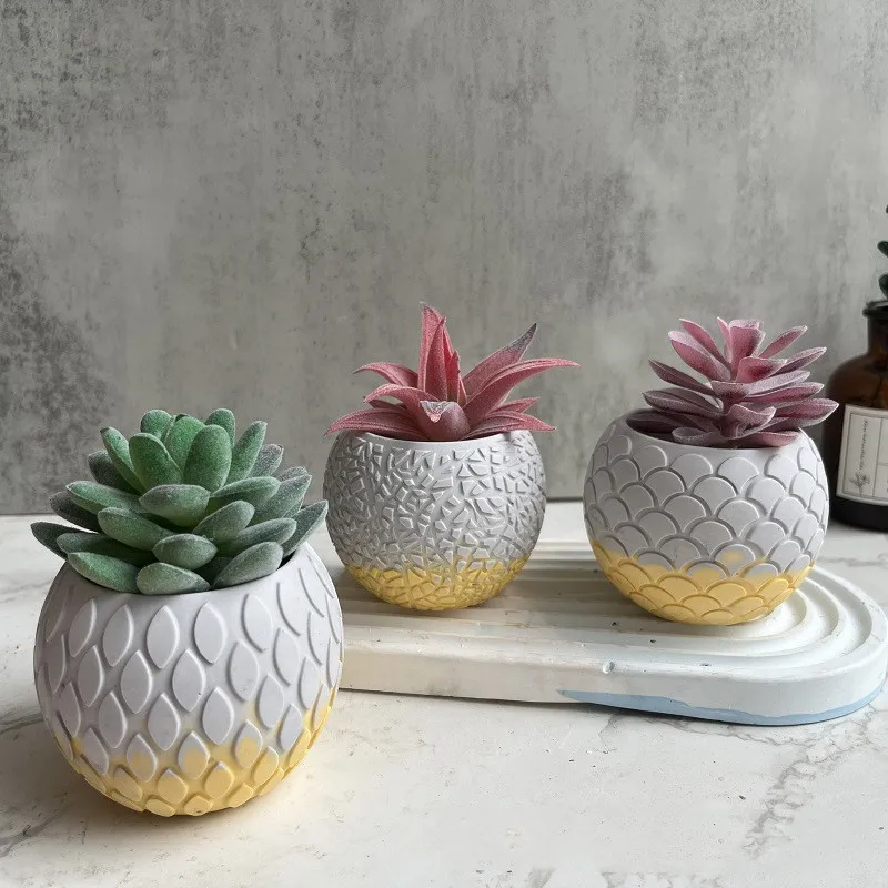 DIY Flower Pot Silicone Mold Fish Scale Vase Pen Holder Resin Mould Table Storage Box Candle Jar Gypsum Concrete Mold Decor