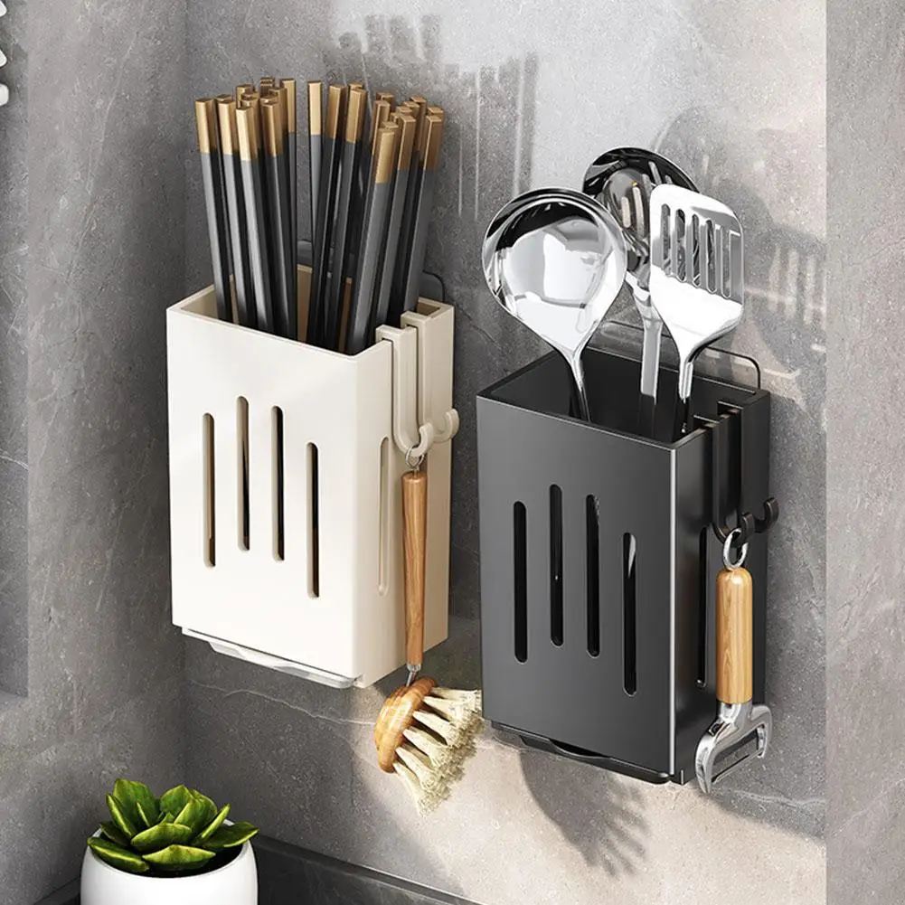 Multipurpose Strong Kitchen Utensil Rack Draining Chopstick Holder Wall-Mounted Tableware Drying Rack Non-Slip Spoon Shelf
