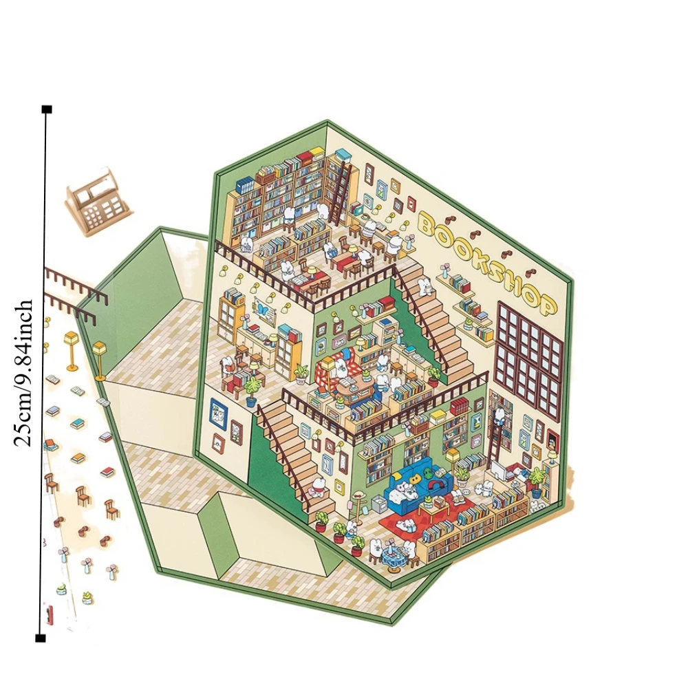 حجم كبير 3D المشهد ملصق ورقة الغابات قرية ركن بارك DIY المشهد ملصق القهوة مخبز مقاوم للماء #6