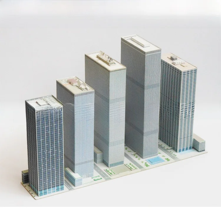 Modelo de Papel de Rascacielos, 5 Edificios, Nueva York, Avenida Manhattan, Edificio Comercial, Torre de 37 Pisos, Kit de Mod...