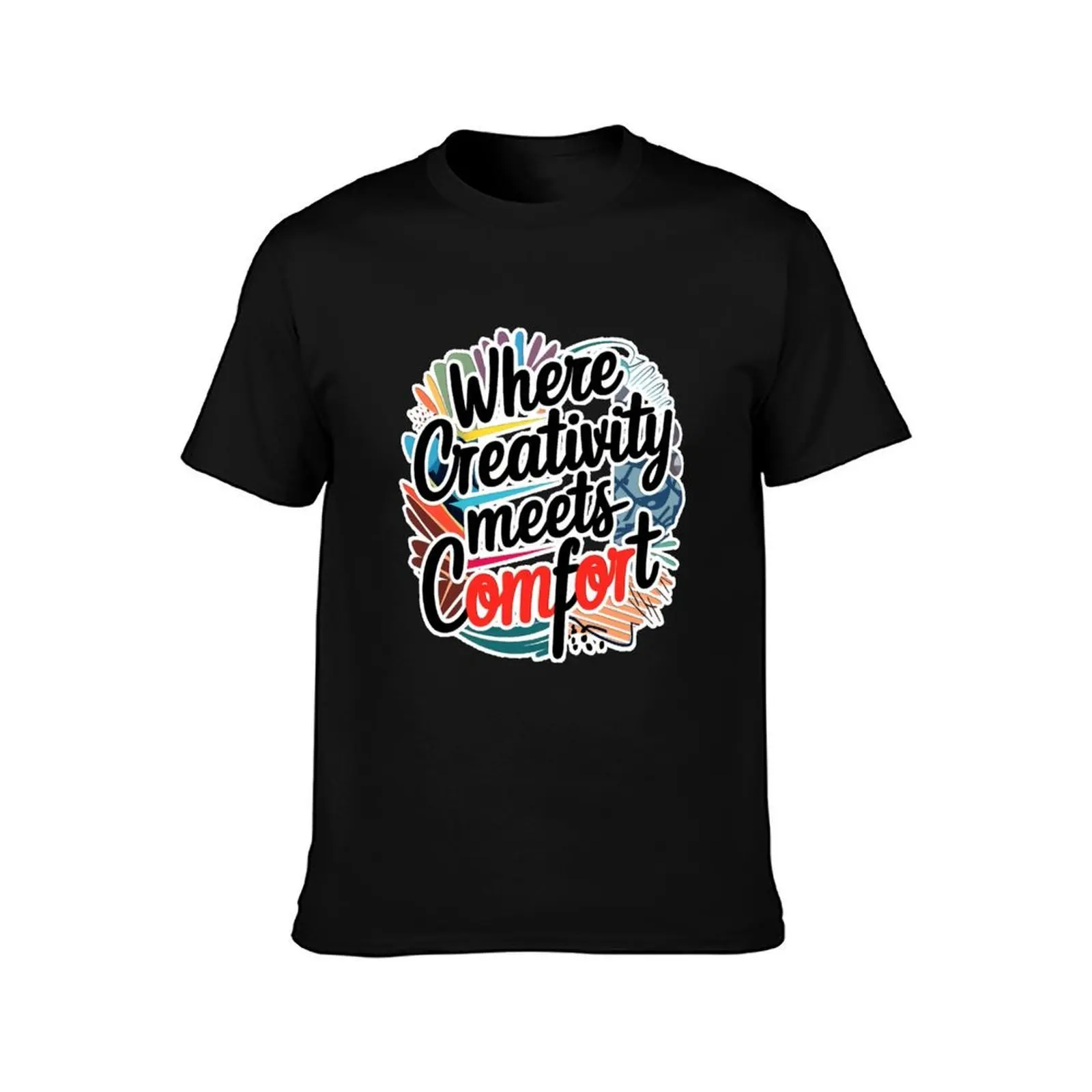 Where Creativity Meets Comfort T-Shirt, Summer Casual Cotton Tee, Oversized Streetwear Tops, Vintage Graphic Print, 100% Cotton