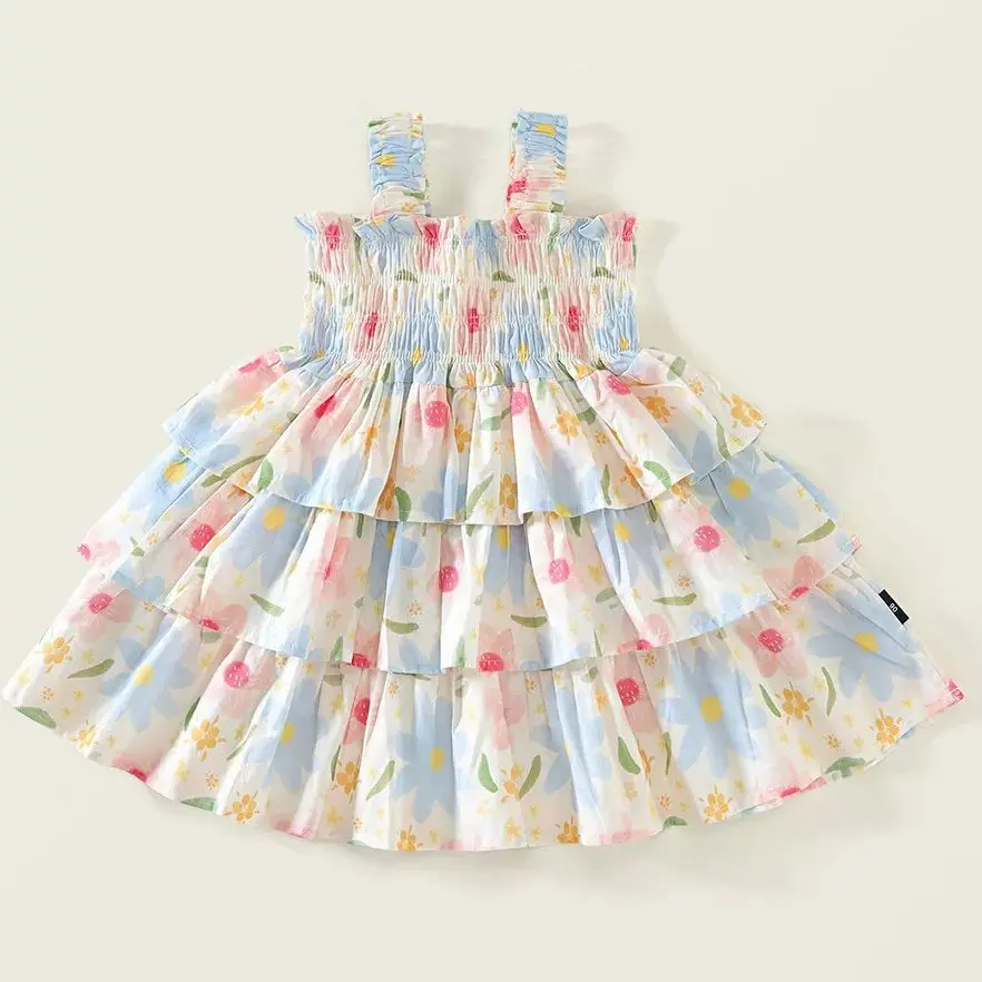 New Summer Kids Sleeveless Flower A-Line Princess Dress For Baby Girls Elegant Birthday Party Casual Holiday Children Dresses