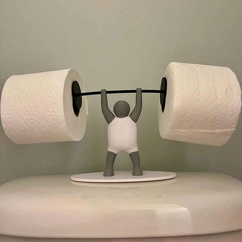 

Funny Weightlifter Toilet Roll Holder Fitness Weightlifting Villain Bathroom 3D Toilet Paper Holder Home Decoration