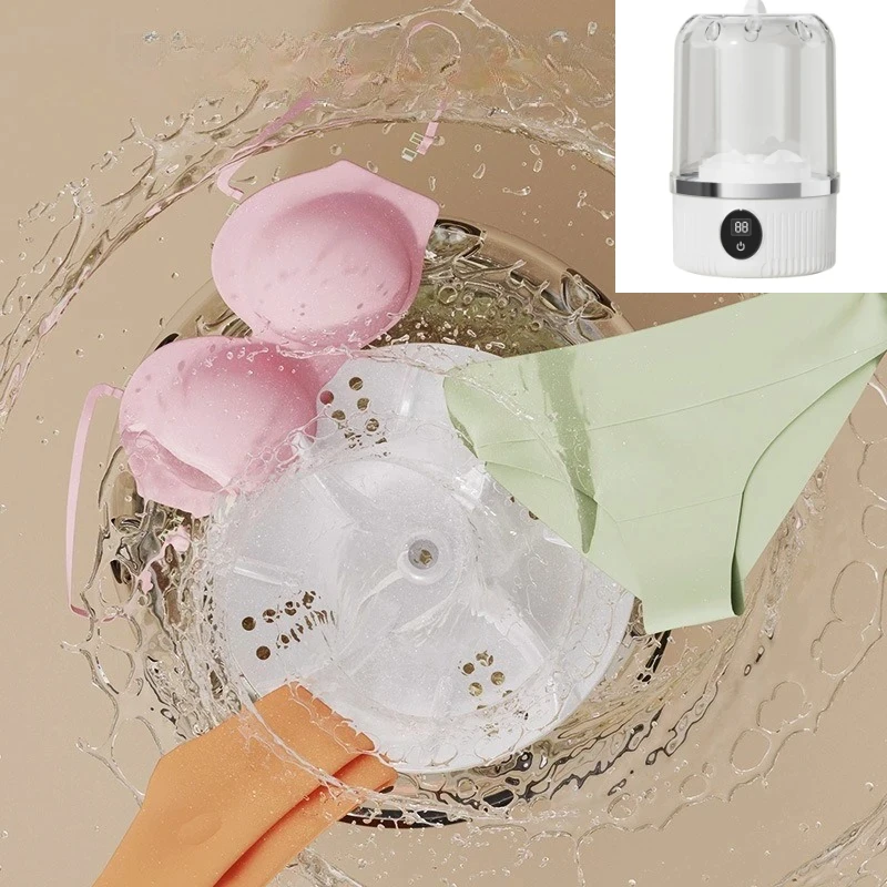 Portable 1L Mini Washing Machine Wireless Underwear Socks Cleaner Dehydratable Laundry Bucket Washer
