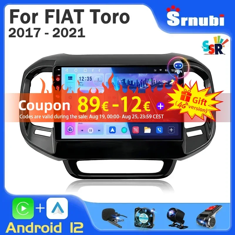 

Srnubi 2Din Android 12 Car Radio for Fiat Toro 2017 2018 2019 2020 2021 Multimedia Player Carplay Video Stereo GPS 4G WIFI DVD
