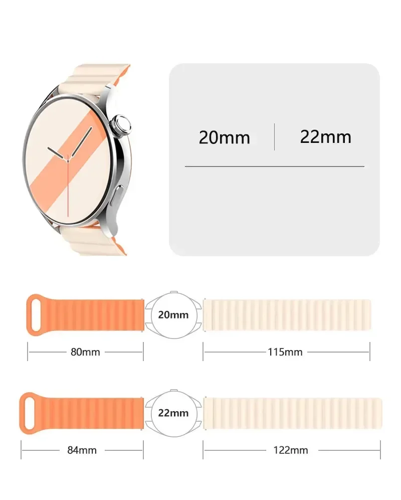 20mm 22mm Magnetic Loop band For Amazfit GTS4/2/3/3pro/GTS2 Mini/GTR 4 42mm/47mm/GTR2/2e/stratos belt bracelet Amazfit bip strap