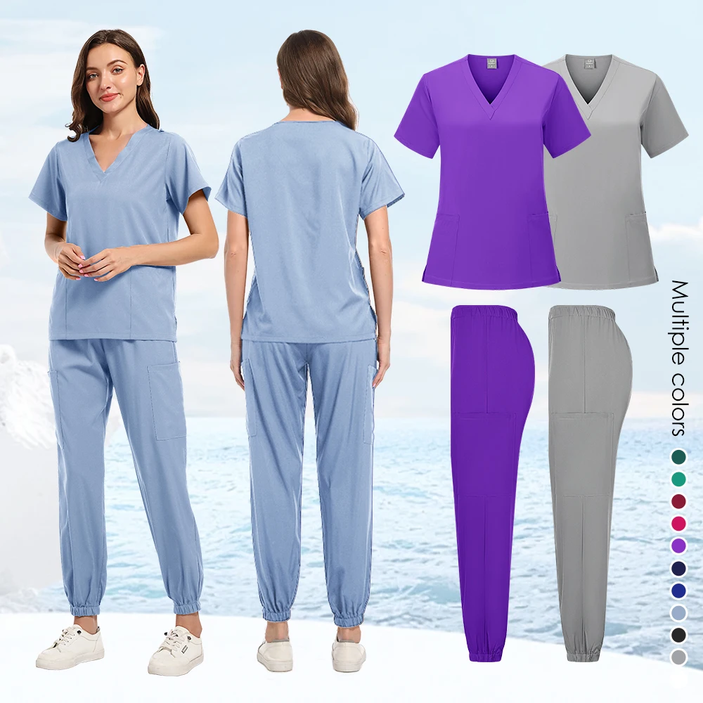 Скрабы, медицинская форма, топы с короткими рукавами + брюки, униформа для кормления, женский зоомагазин, доктор, больница, клиника, хирургия, спецодежда, наборы скрабов
