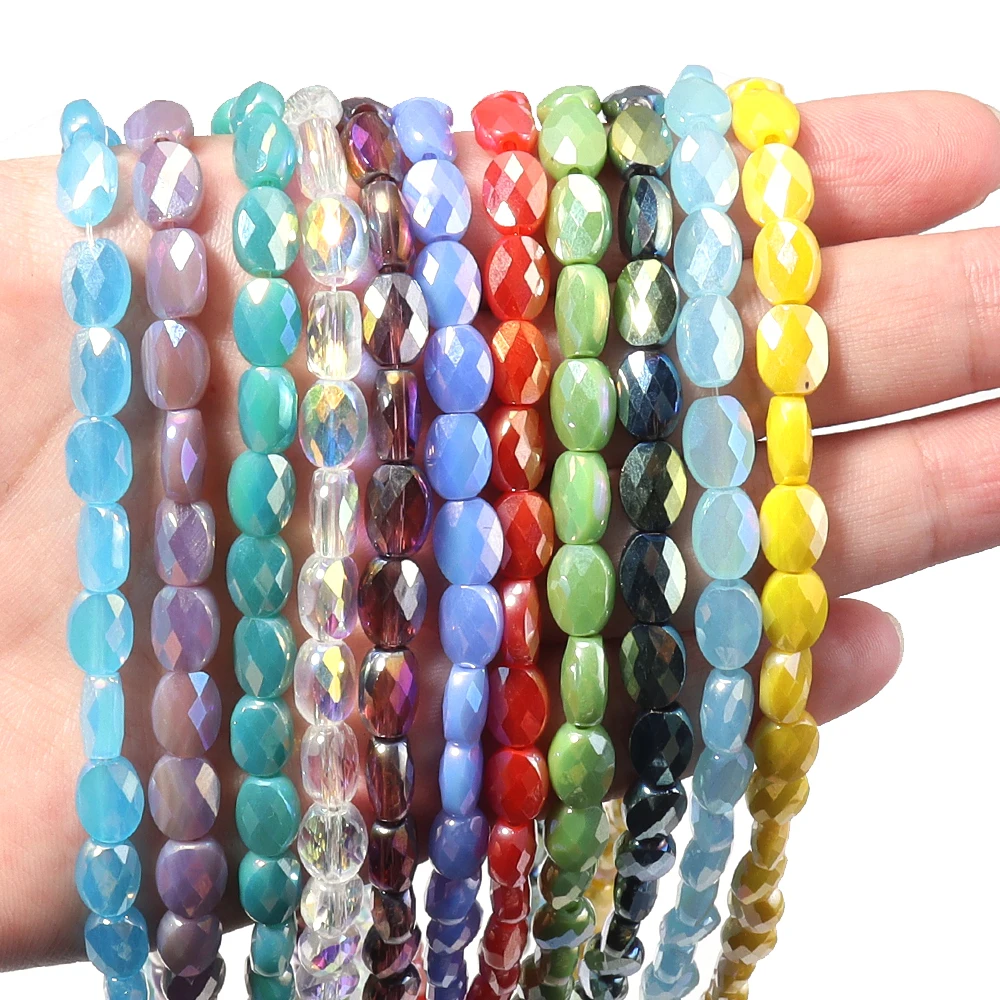 

1 нить 6x8 мм граненые AB цветные хрустальные бусины плоские овальные свободные стеклянные бусины для DIY браслет ожерелье ювелирные аксессуары