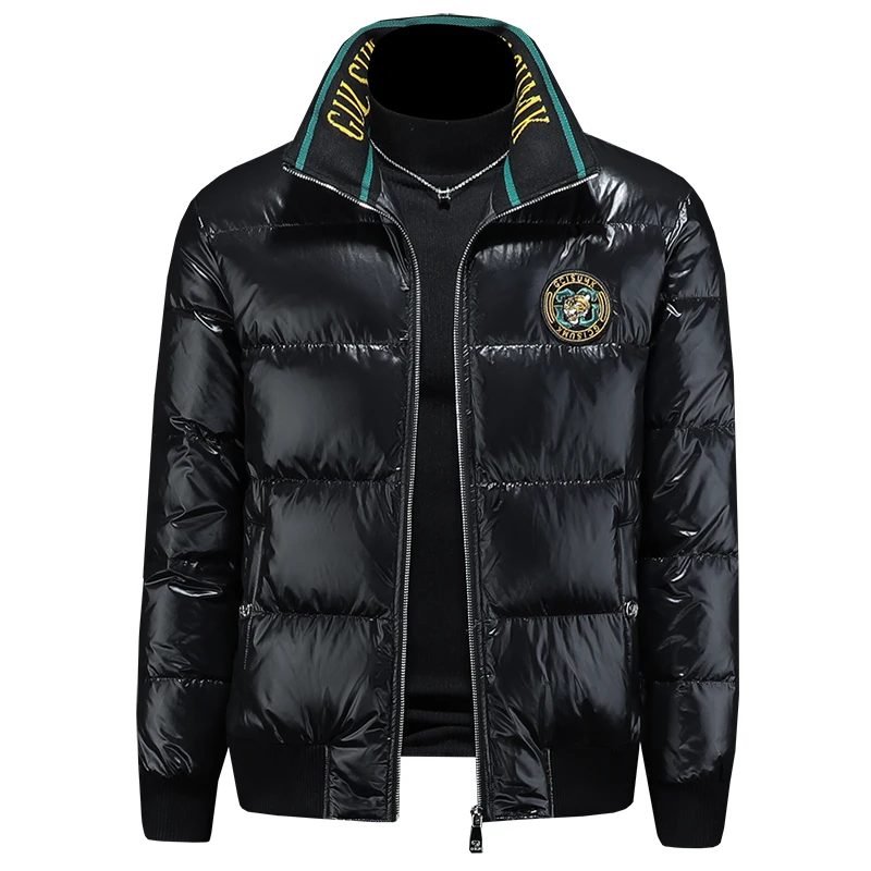 

New 2025 Men's ort Heavy Embroidery Tiger Pattern down Jaet Winter Warm Faionable Casual Sle Anti-Har Weather Coat