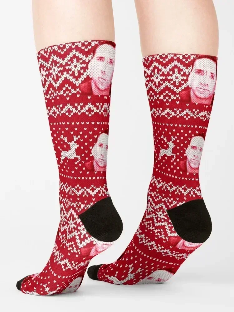 ChristmasUgly Sweater theme Nicholas Cage Socks funny gifts moving stockings loose Hiking boots Socks Women Men's
