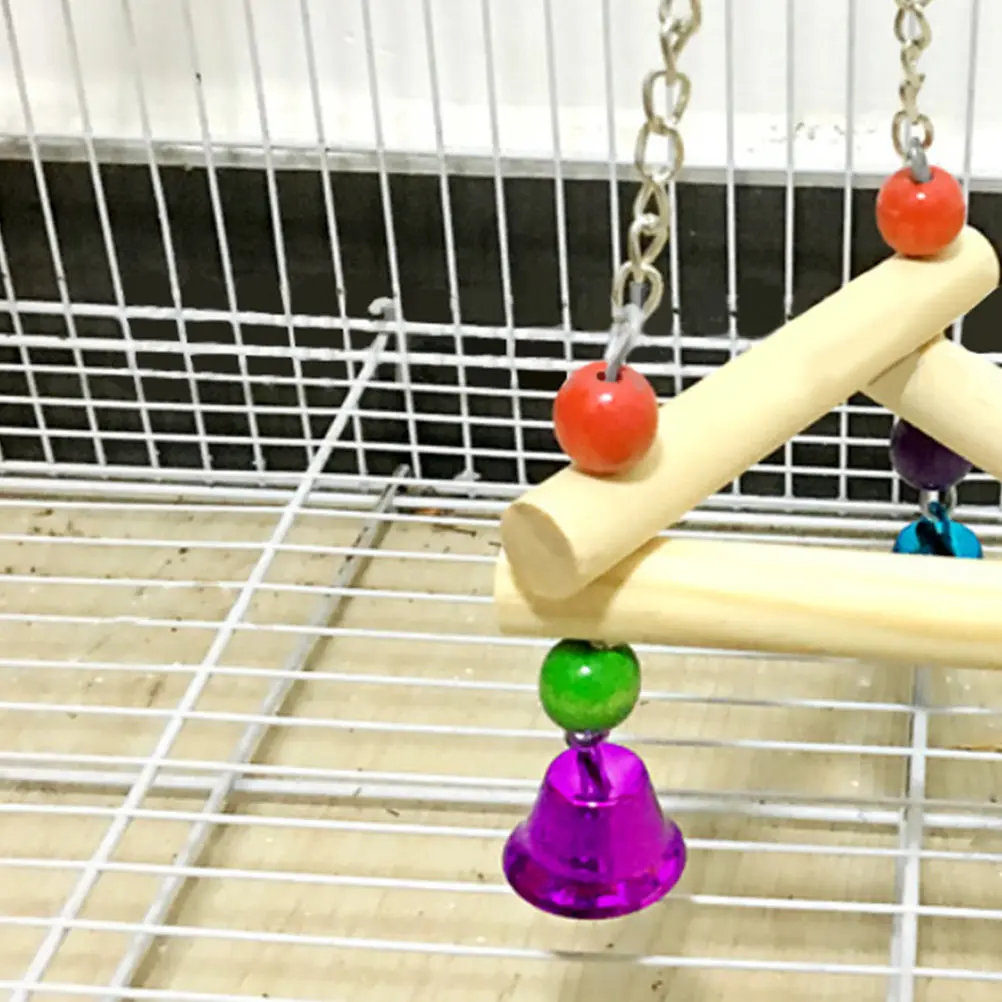 Premium Triangle Standing Swing for Parrots Cockatiels Parakeets - Colorful Bird Cage Accessory for Chewing Climbing Balancing