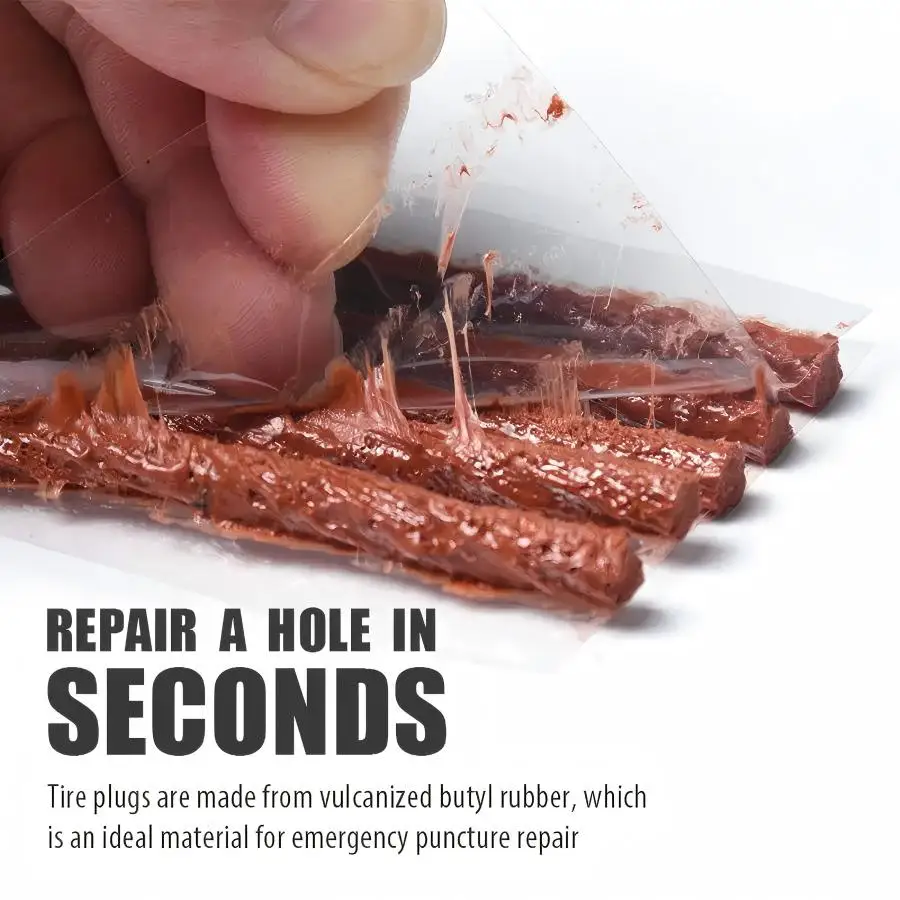 Kit de reparo de pneus, reparo a frio, tiras de reparo de punção de pneus a vácuo com plugues de borracha, cordas para manutenção de pneus de carro e motocicleta