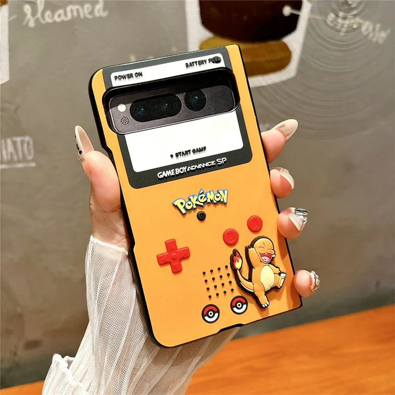 Anime 3D Game Phone Case For Google Pixel 9 Pro Fold Pixel-Fold Charmander Squirtle P-Pikachus Cartoon Flip folding Cover