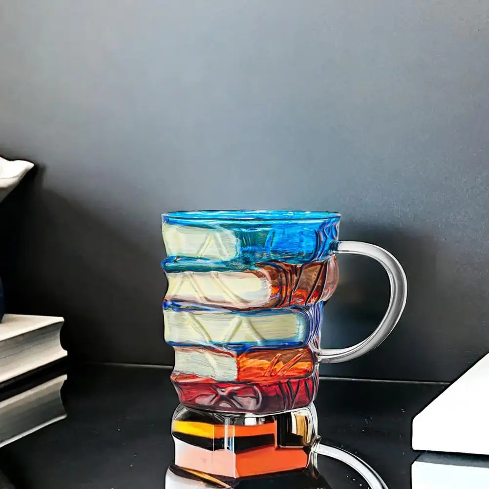 3d Painted Book Cup Novelty Glass Tea Mug for Book Worms Funny 3d Painted Coffee Cup Unique Painted Book Mug Gifts for Readers