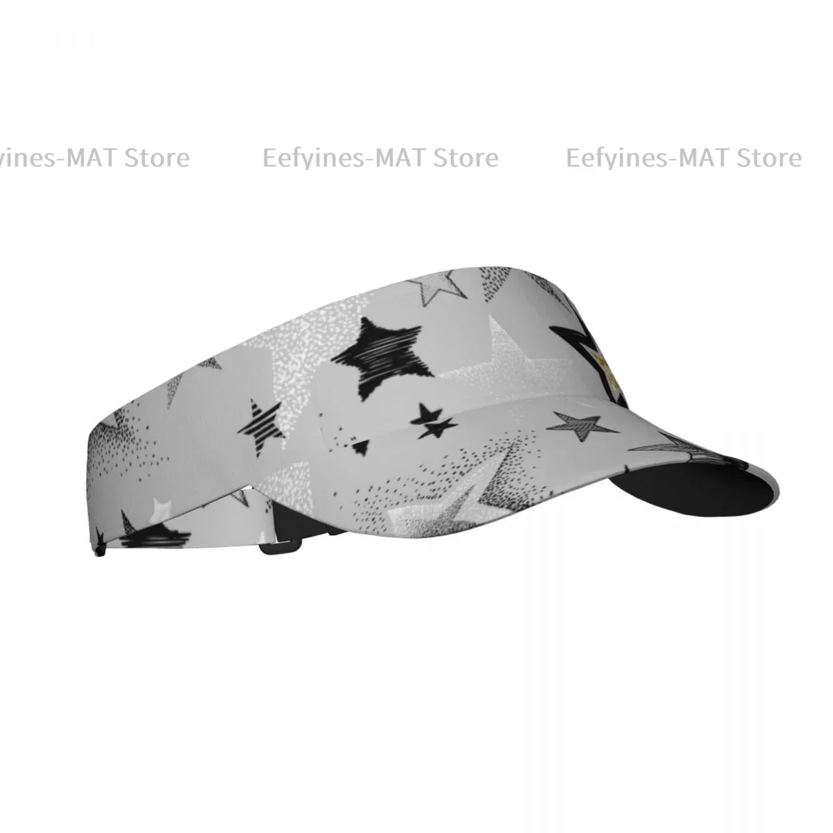 Summer Sun Hat Men Women Adjustable Visor Top Empty Black White And Golden Stars Sports Tennis Golf Running Sunscreen Cap