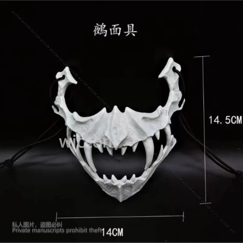 أنيمي التنين الله الهيكل العظمي نصف الوجه ثلاثية الأبعاد أقنعة مطبوعة العظام الحيوانات قناع تأثيري حلي الدعائم ملحق قناع حفلة الهالوين الجمجمة
