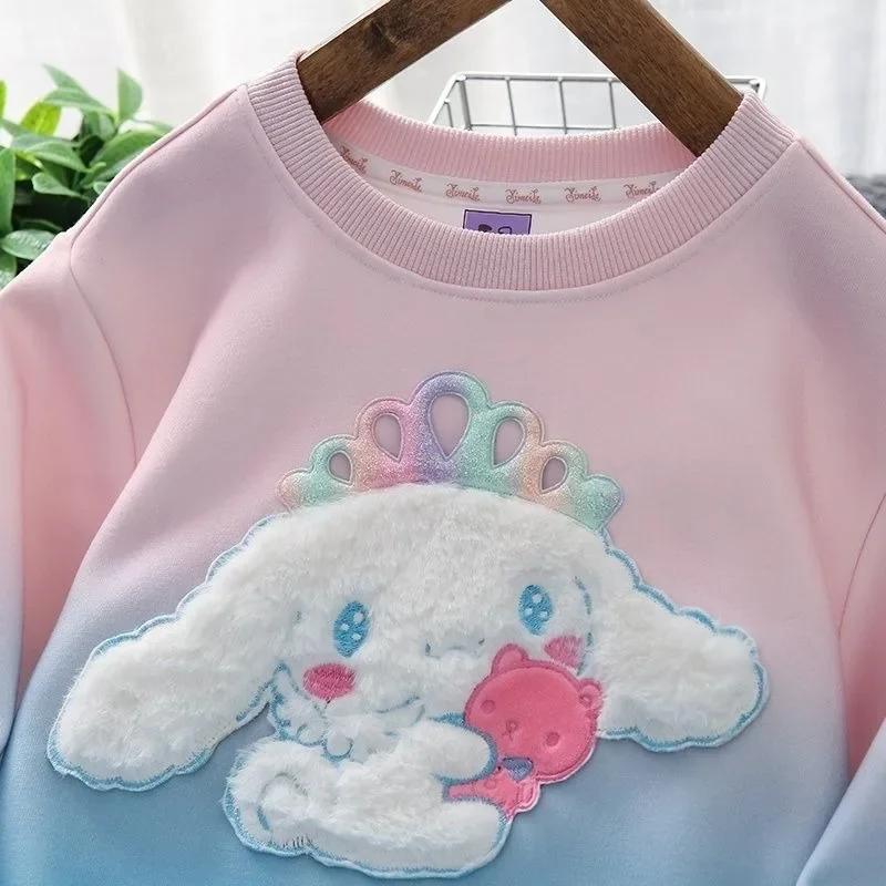 Sudadera con capucha de Anime Kawaii Sanrio Ins para niños, ropa de moda, camisa de manga larga, regalos para niños, dulce Cinnamoroll