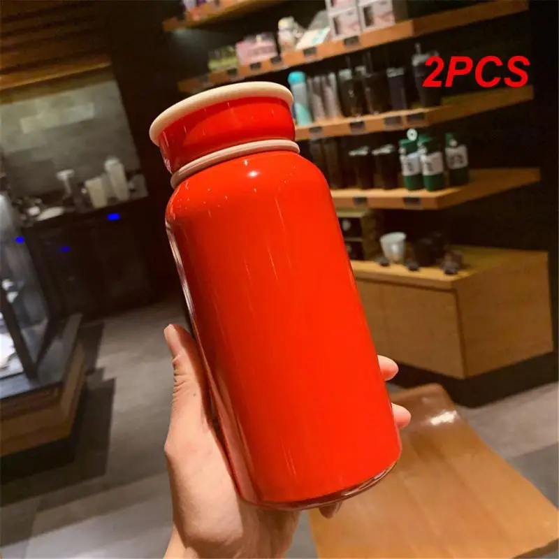 

2PCS Vacuum Flasks Creative Water Cup Modern And Simple Drinking Bottles Children Thermos Bottle Coffee Cup Smart Insulation Cup