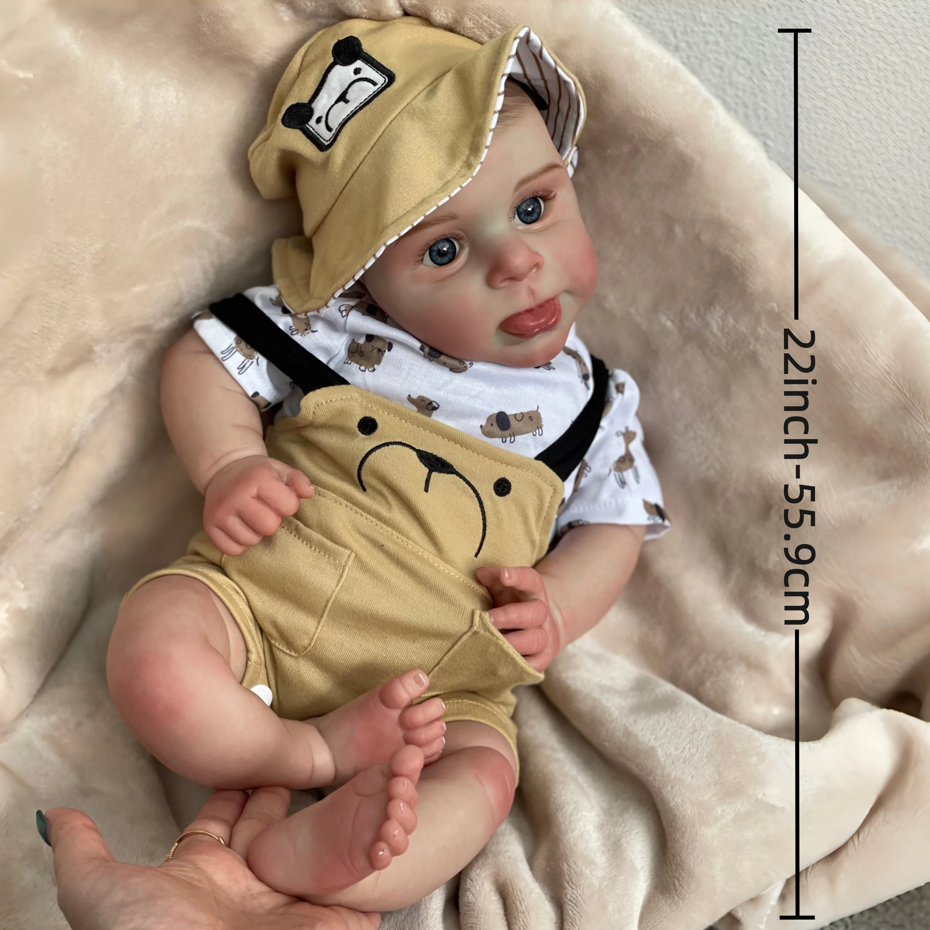 22 pollici bella bambola rinata corpo di stoffa e arti in vinile capelli dipinti realistici neonati Sebby morbidi regali di compleanno per bambini