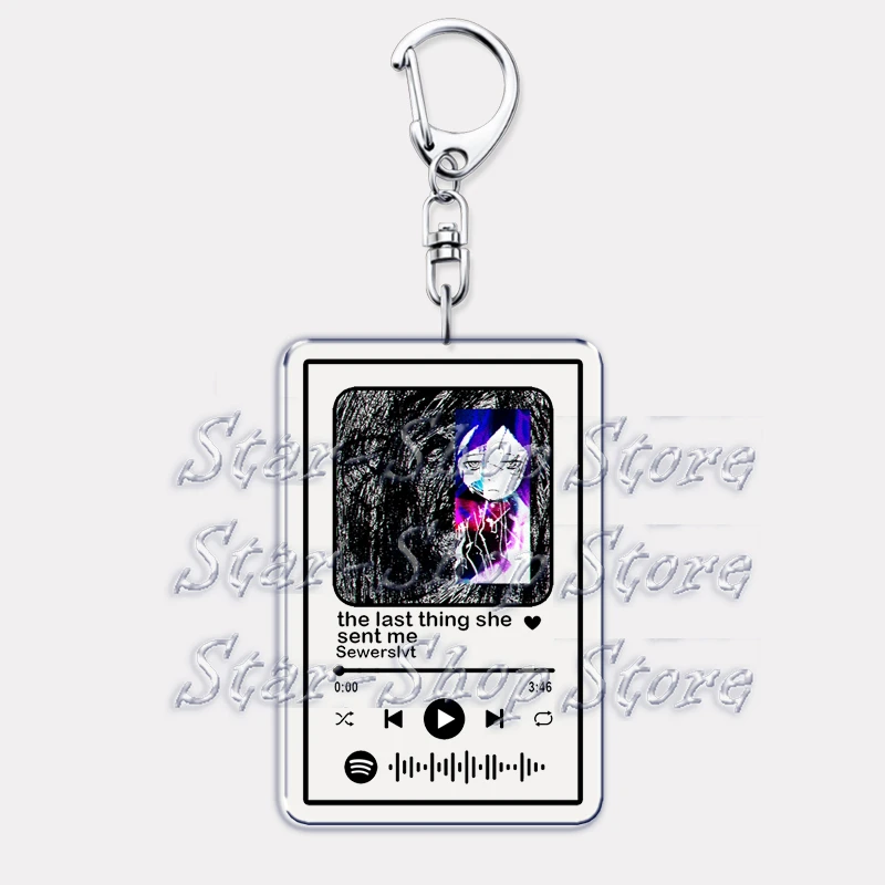 Aesthetic Anime Breakcore Music Keychains for Women Accessories Bag Cynthoni Sewerslvt Playlist Code Keying Jewelry Fans Gift