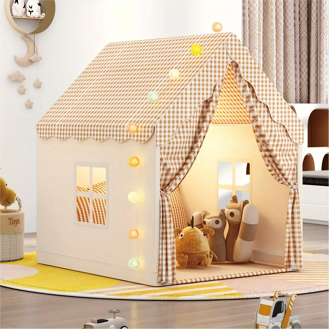 

Bed Canopy Divider Indoor Kids' Tent Castle Playhouse Toy House Preschool Playset Christmas Gift Single Tent Without Accessories