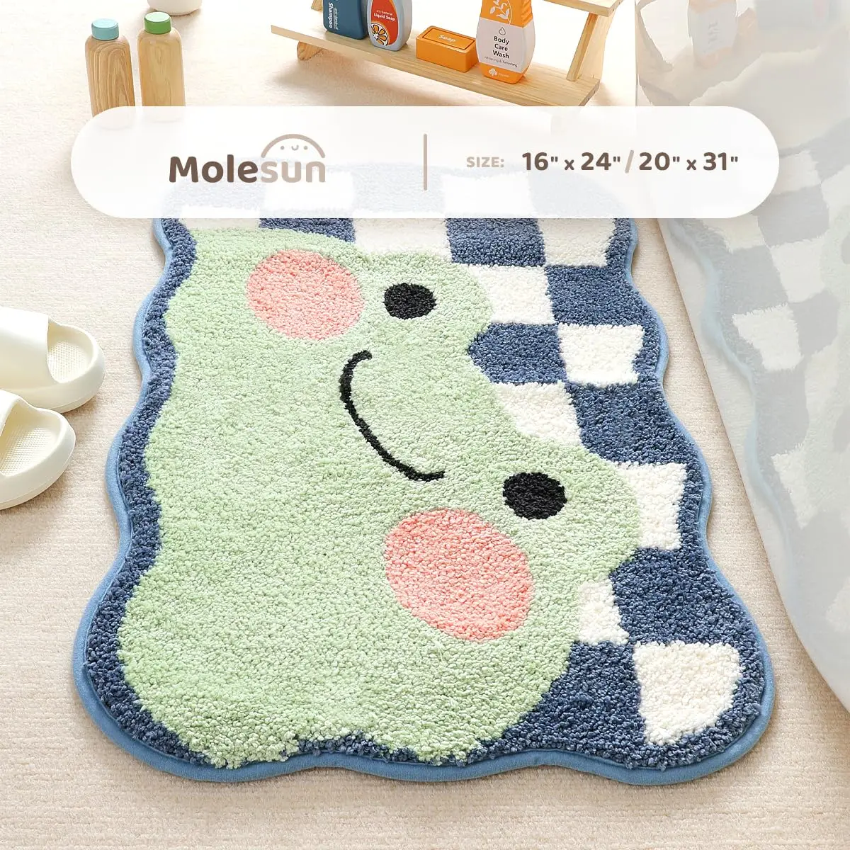 VIAKAMA Frog Bathroom Rug Soft Absorbent Bath Rug, Non-Slip Machine Washable Bath Mat, Animal Carpet for Bathroom Home Decor