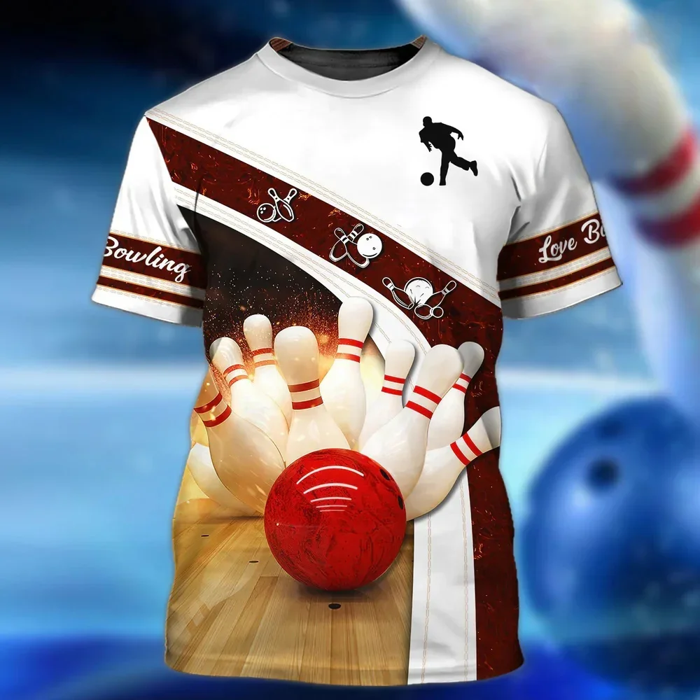 T Shirts Men 3D Printed Bowling Jersey Tees Summer Causal Short Sleeve Tops O Neck Cotton Oversized Streetwear Men's Clothing