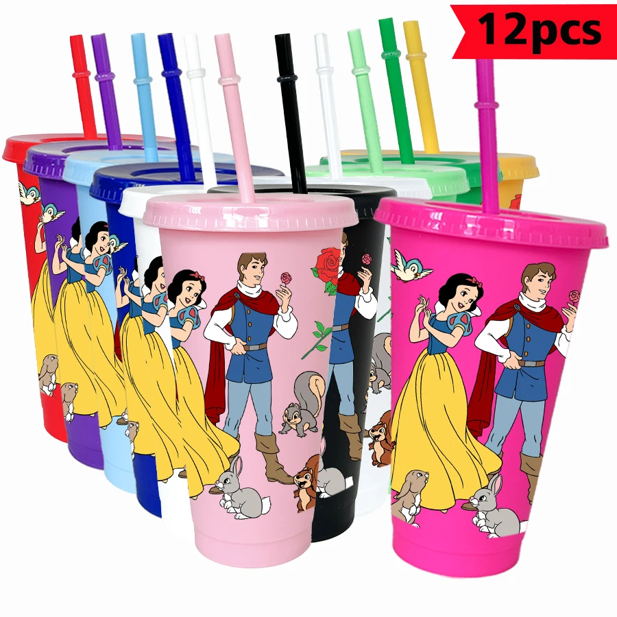 

12pcs/pack Disney Snow White Prince 26oz Multicolor Plastic Water Cup Party Drinkware Birthday/Back to School Gift