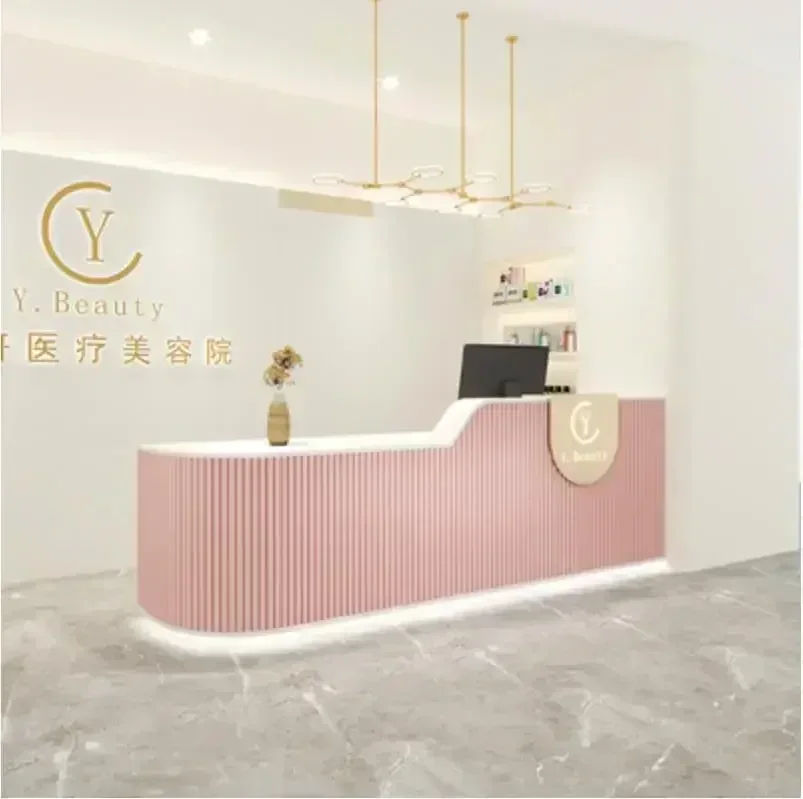 Premium Versatile Top Quality Custom Made Size  Reception Desk Beauty Salon Design, With Monitor Customer Reception Desk