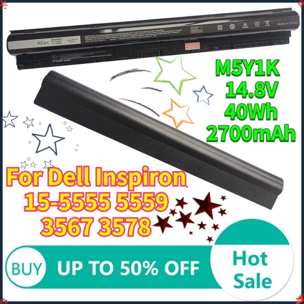 

Battery For Dell Inspiron 14 3000 3451 3452 3458 3551 3558 3567 15 5000 5555 5558 5559 5759 Vostro 3458 3558 M5Y1K 40Wh 2700mAh