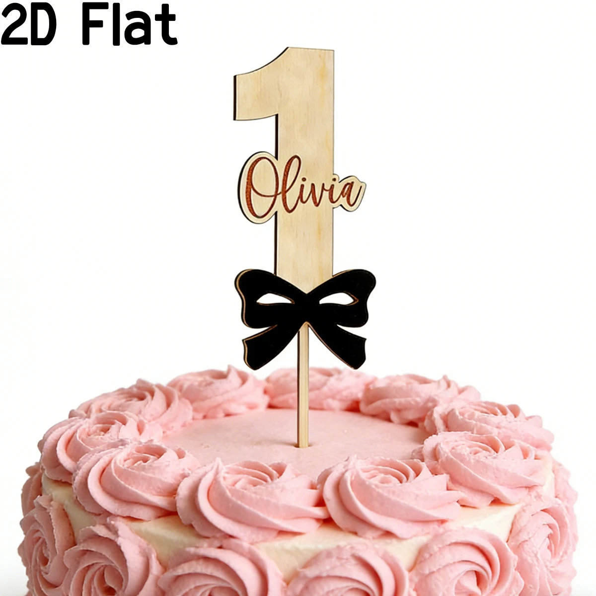1pc Custom Name Black Bow Wooden Acrylic Cake Topper,Home Family Friends Wedding Birthday Anniversary Graduation Festive Gift