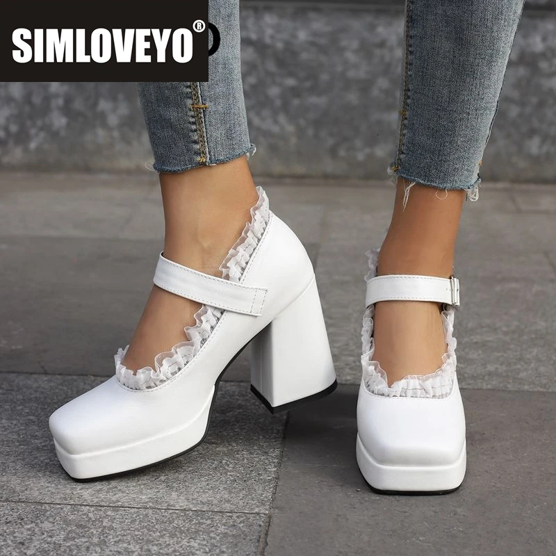 

ASILETO/Модные женские туфли-лодочки с квадратным носком и блочным каблуком на платформе с пряжкой и ремешком, большие размеры 46, 47, 48, элегантные женские туфли для вечеринок и свадьбы