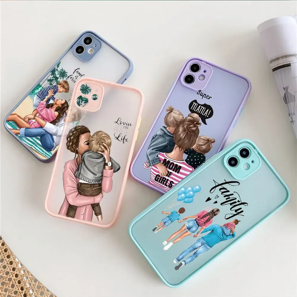 Fashion Super Mom Dad Phone Case for IPhone 15 13 12 11 16 Pro Max Mini 14 7 8 Plus SE XS XR Boy Girl Baby Shockproof Hard Cover