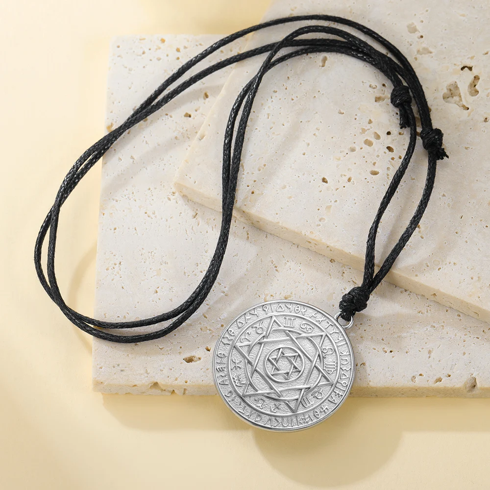 Vintage Seal Solomon Necklace Star of David Hexagram 12 Constellation Talisman Pendant Stainless Steel Necklace Jewelry