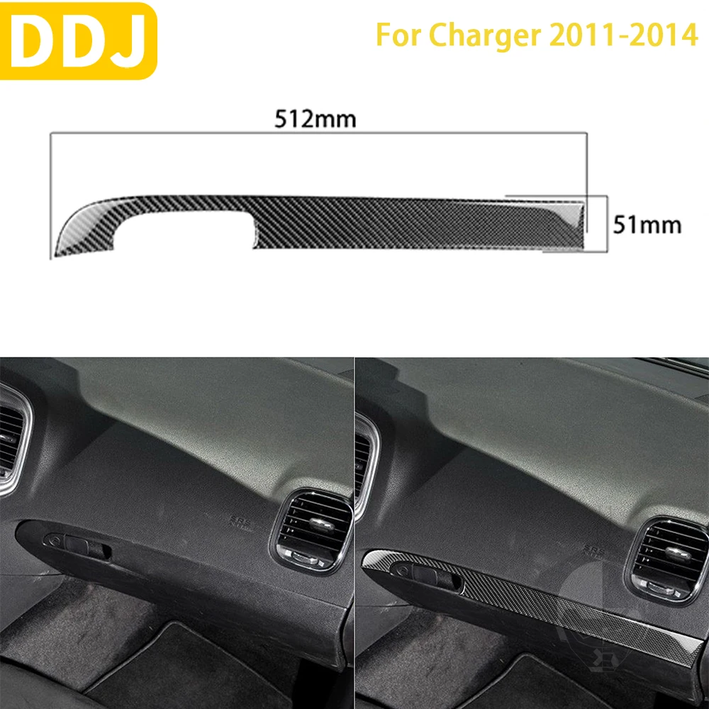 

For Dodge Charger Carbon Fiber Sticker 2011-2014 SXT SRT8 Interior Co-pilot Glove Box Trim Stripe Cover Sticker Car Accessories