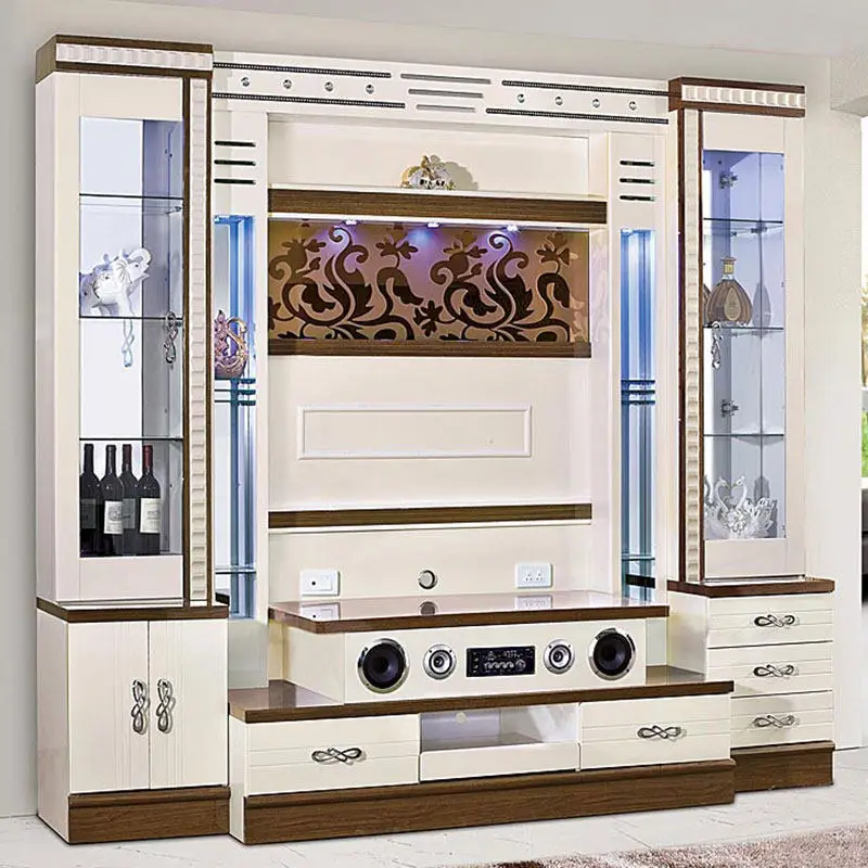 Factory Direct 2026 TV background wall cabinet storage cabinet integrated with audio combination wine cooler living room home de