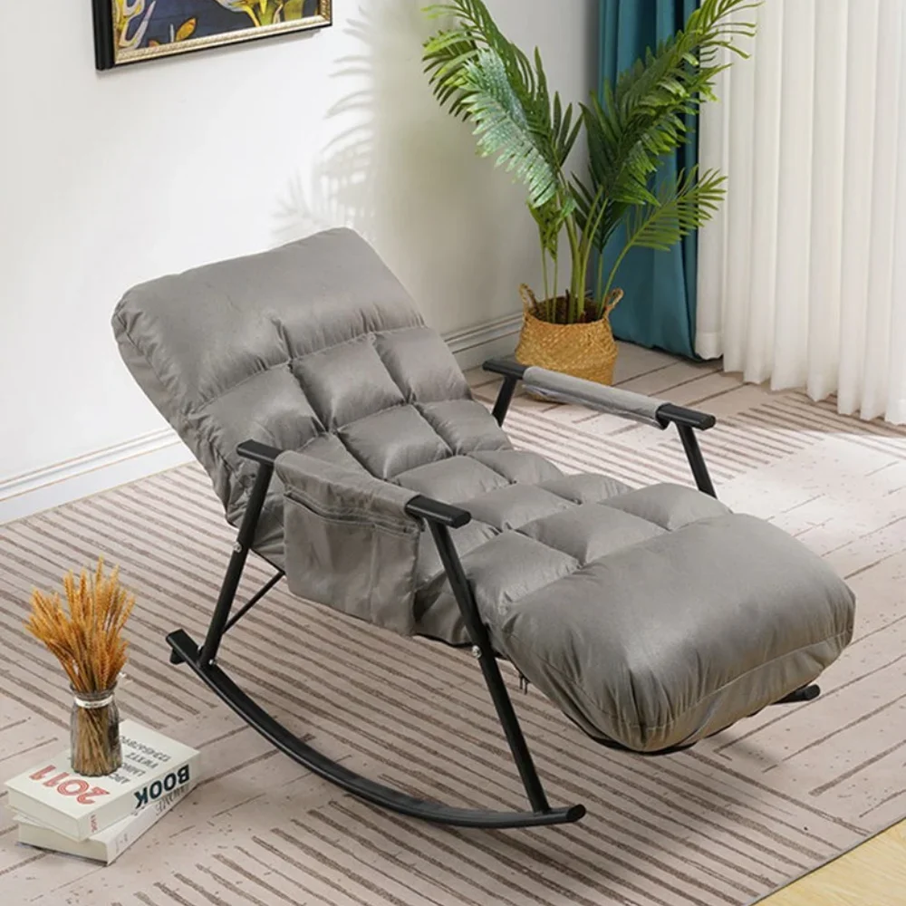 Living Room Rocking Chair Washable Technology Cloth Lazy Sofa Lounge Chair Balcony Sun Recline Adjustable Ergonomic Deckchair