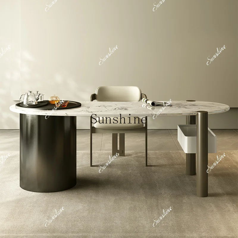 

Pure natural luxury stone high-end villa modern home study balcony kung fu tea table FT