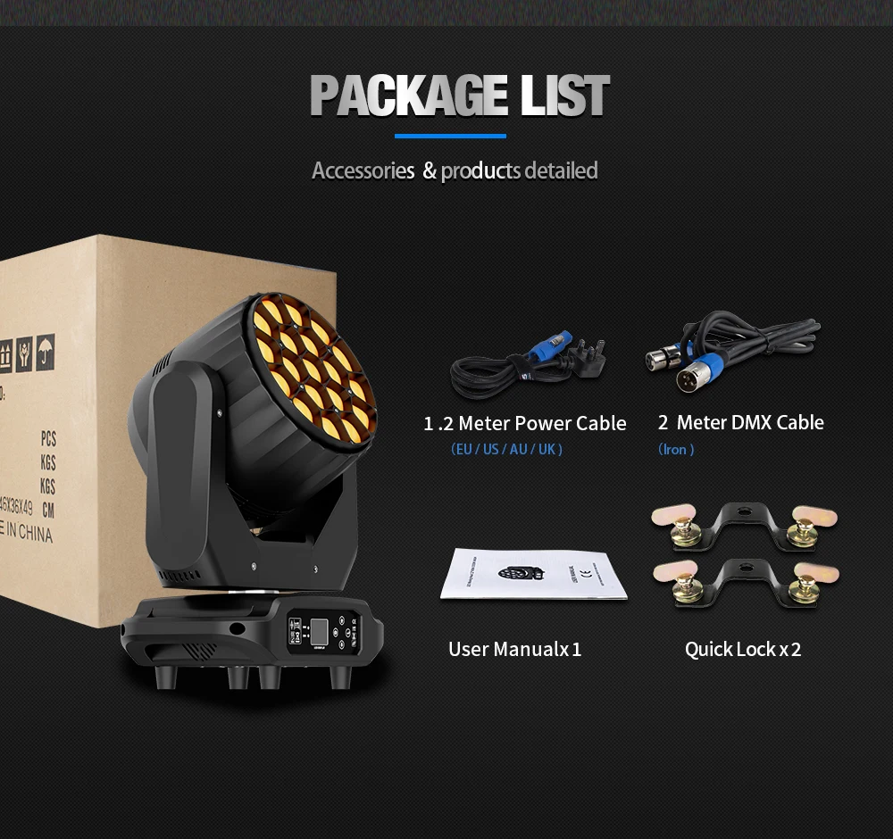 JMS WEBB Zoom 19x20 واط عيون النحل الكبيرة شعاع وغسل إضاءة الرأس المتحركة لـ DJ Dance Wedding Bar معدات مسرح الحفلات الموسيقية #5