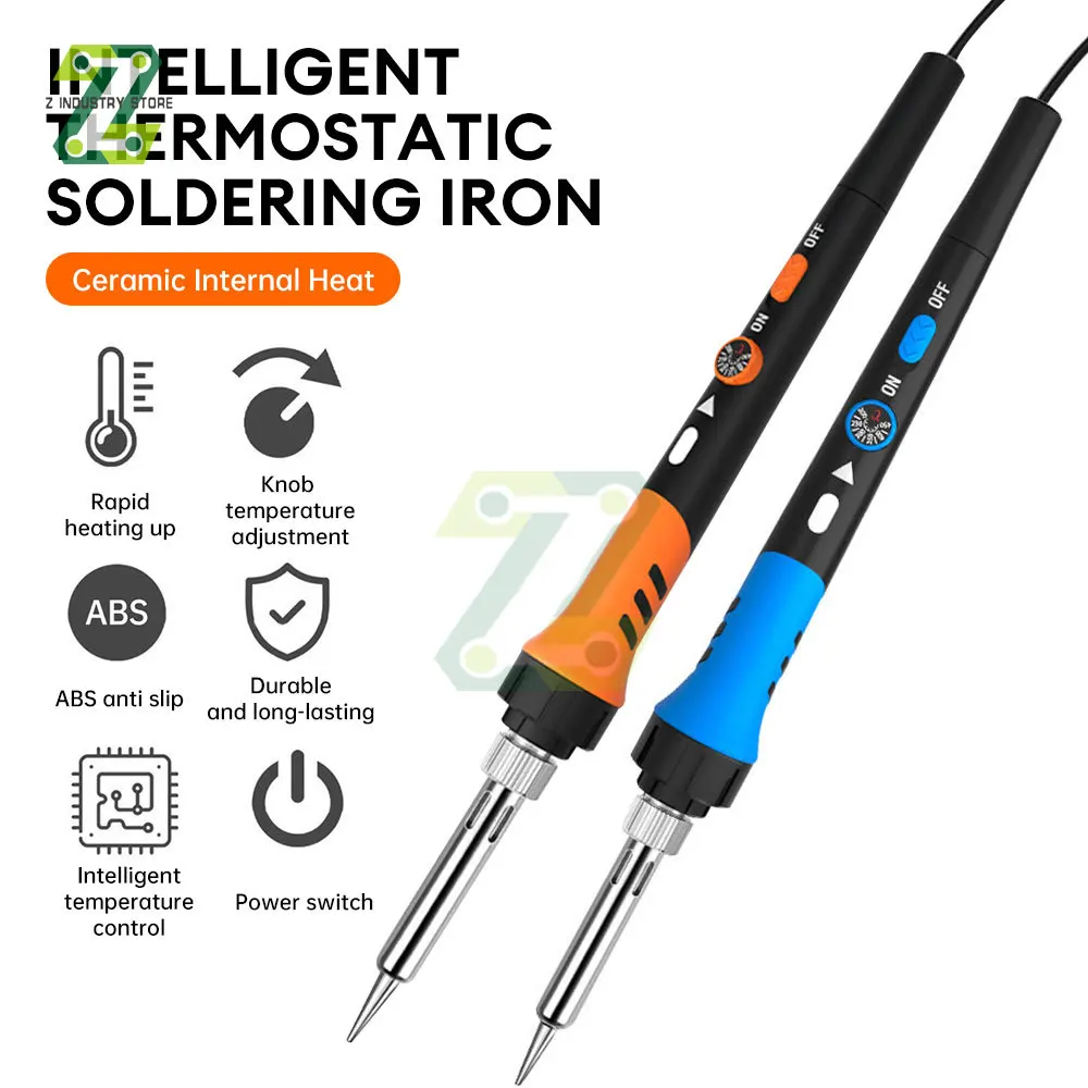 

60W 110V/220V Internal Heating Electric Iron Ceramic Heating Core Eu/us Plug 200-450℃ Adjustable Welding Repair Tool