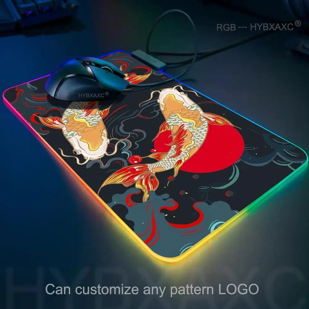 HYBXAXC Chinese Style Computer Mouse Pad RGB Gaming Mouse Pad Desk Mat HD Gamer Large LED Light XXL 1000x500x4mm RGB Mouse Pad