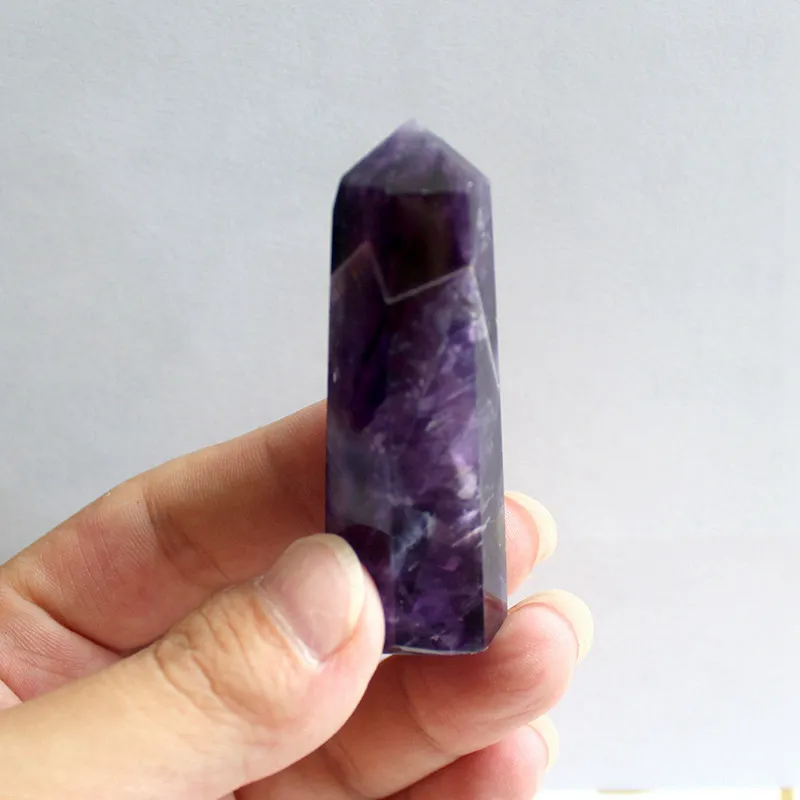 30-50mm Natural Banded Chevron Dream Amethyst Quartz Crystal Point Wand Obelisk Healing Stone Energy Ore Mineral Rock Decoration