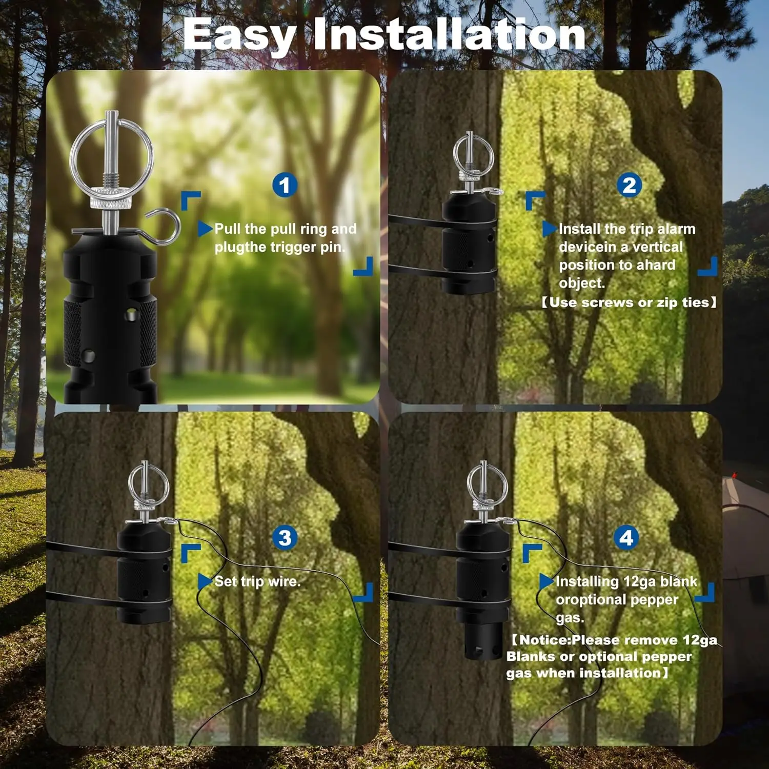 نظام أمان للإنذار المبكر - إنذار سلكي للرحلة قابل لإعادة الاستخدام للتخييم والحماية ​