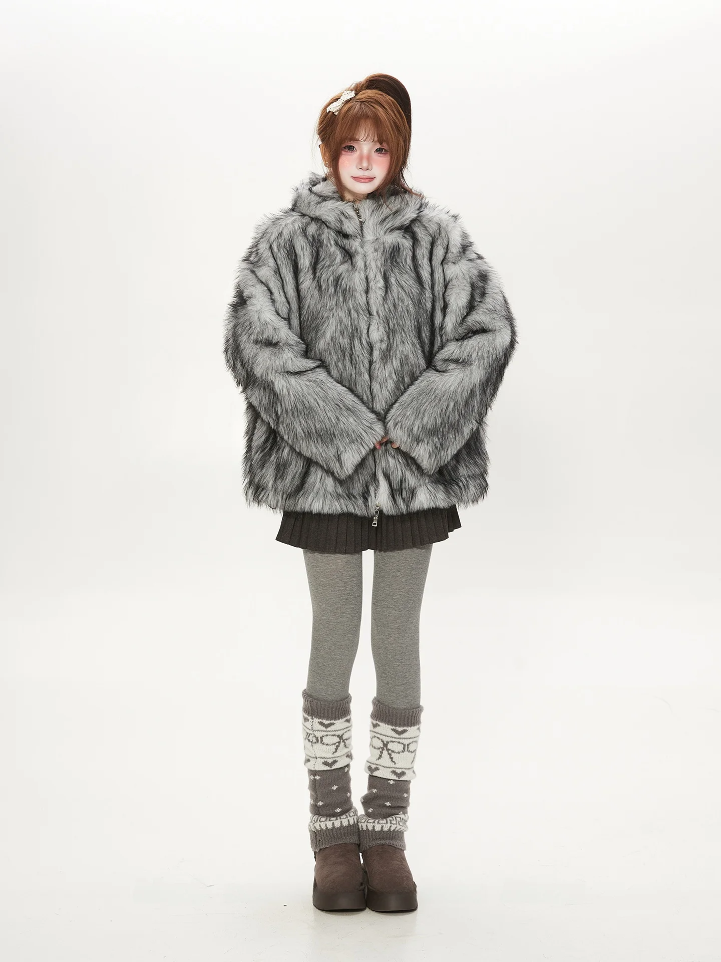 

Ele Thiened Faux Fur Coat Women's Winter Warm Plu Lined Outerwear Environmental Protection Lazy Sle Commute Wind