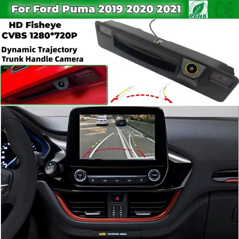 HD Rear View Camera For Ford Puma 2019 2020 2021 SYNC 2.5 / SYNC 3 Trunk Handle Backup Reverse Camera with HD Night Vision