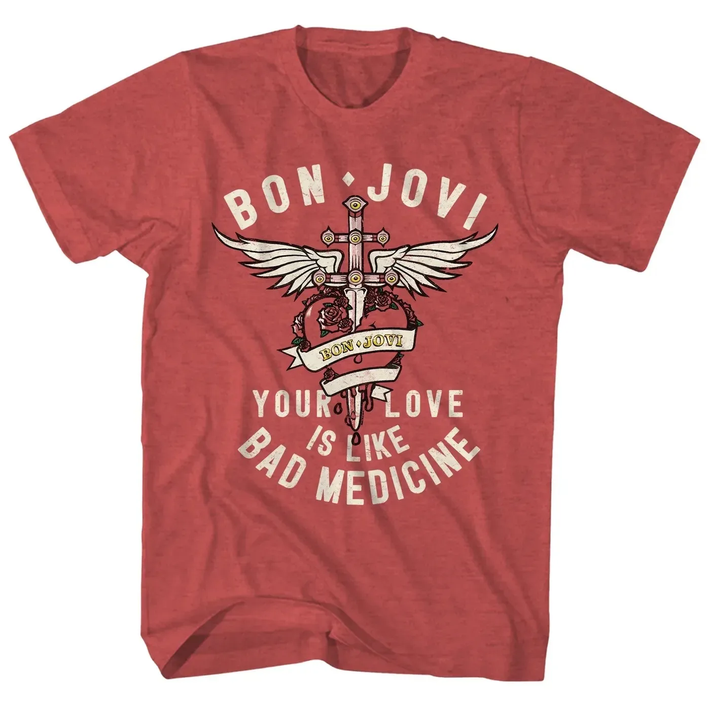 Camiseta Casual Oversize de Algodão com Estampa Gráfica do Álbum Clássico da Banda de Hard Rock Bon Jovi, Estilo Harajuku