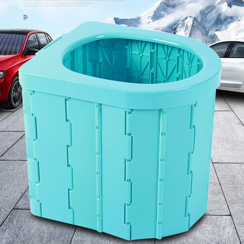 Portable Toilet Folding Commode Porta Potty Car Toilet Camping Toilet for Travel Bucket Toilet Seat Blue